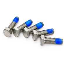 DIN933 DIN931 OEM fasteners SS304 SS316 nylon lock coating Blue stainless steel hex bolt A2-70 and nut